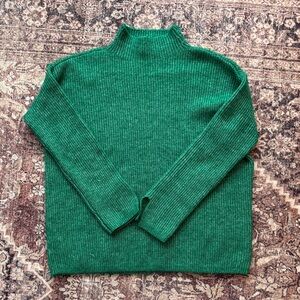LOFT Green Knitted Mock Neck Sweater